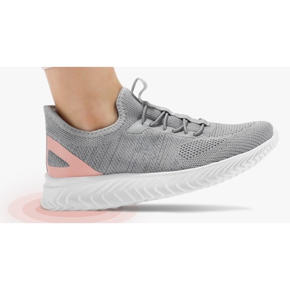 STQ Slip ins Women's Comfortable Hands Free Walking Sneakers, Light Grey Pink, 8